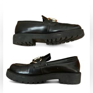 H & M Black and Gold Loafers